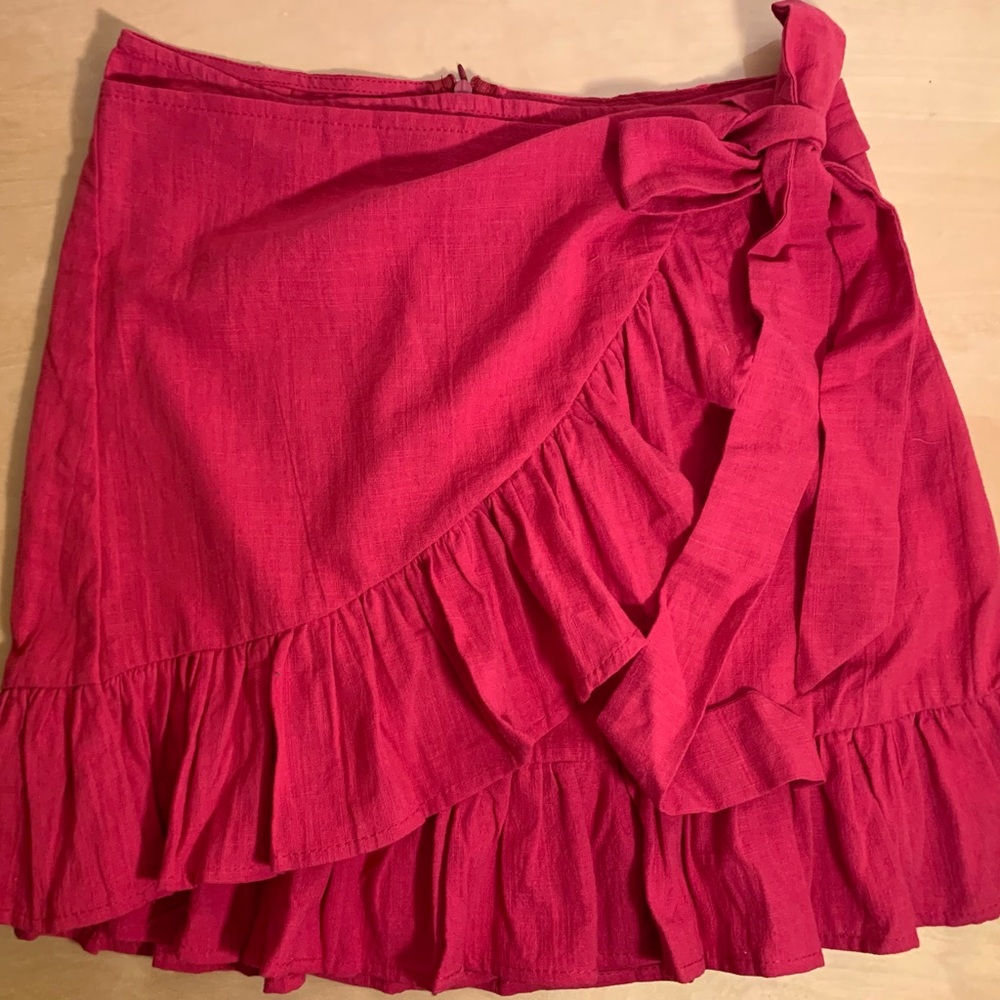Ruffle Wrap Mini Skirt